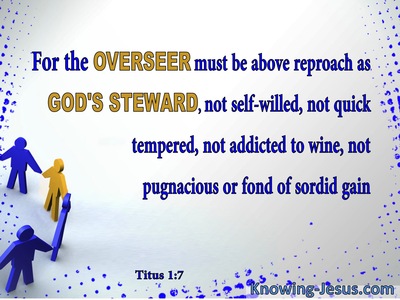 Titus 1:7 Overseers Must Be Above Reproach (blue)